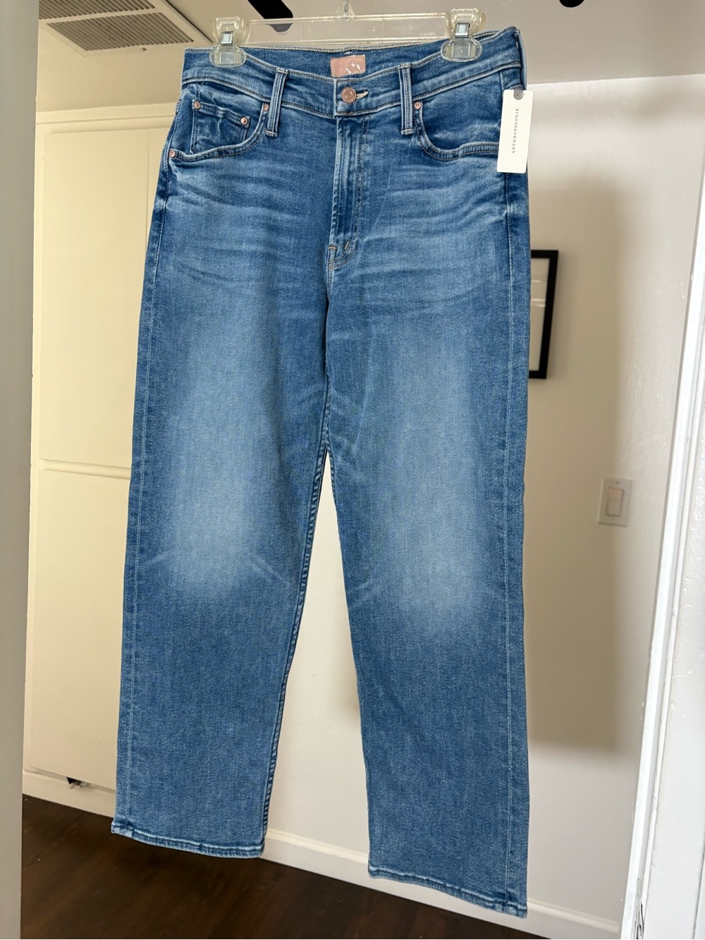 MOTHER Women’s Straight Leg Jeans in Medium Blue Wash